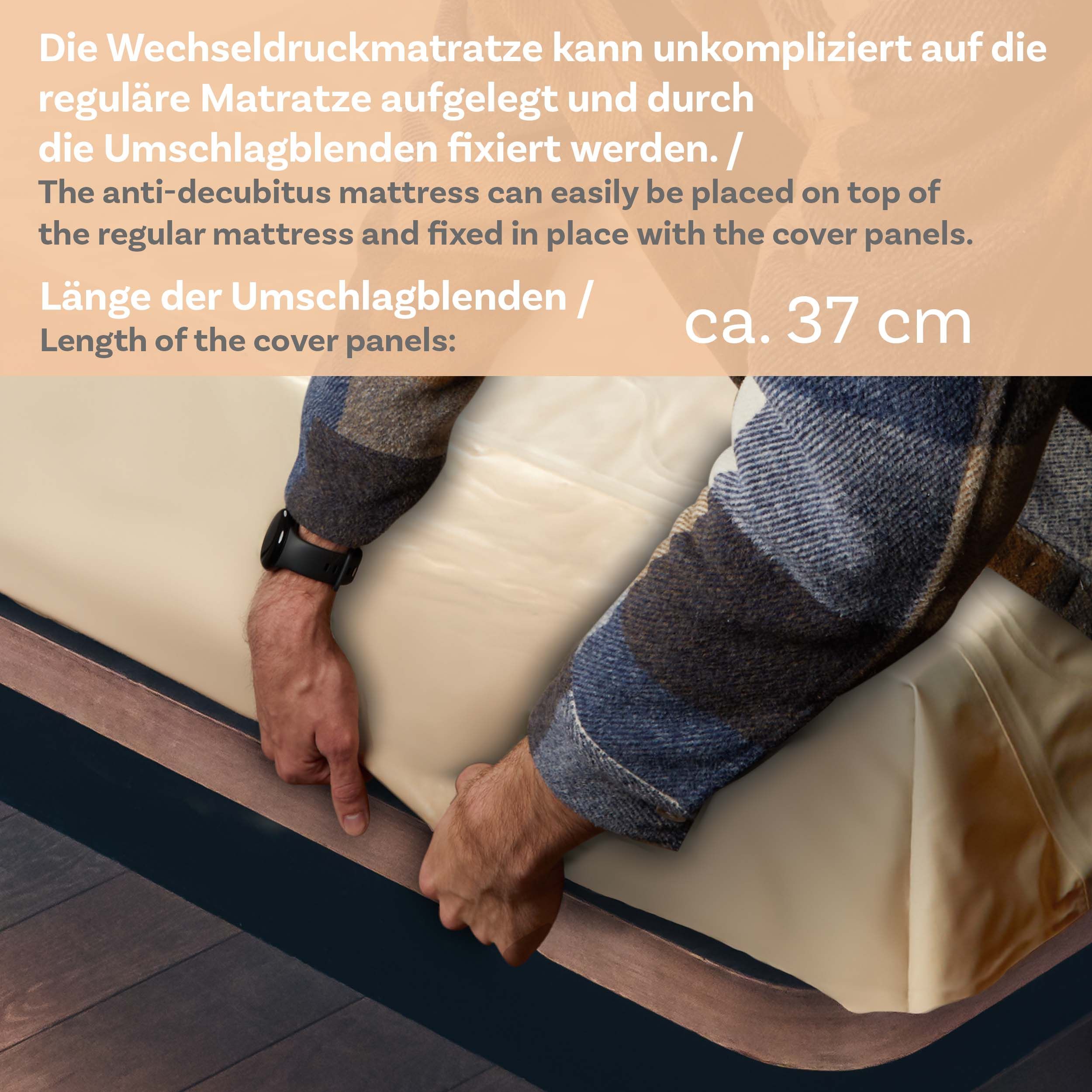 Pulox ADM-130 - Antidekubitusmatratze mit Pumpe - Wechseldruckauflage - bis 130 kg - Beige