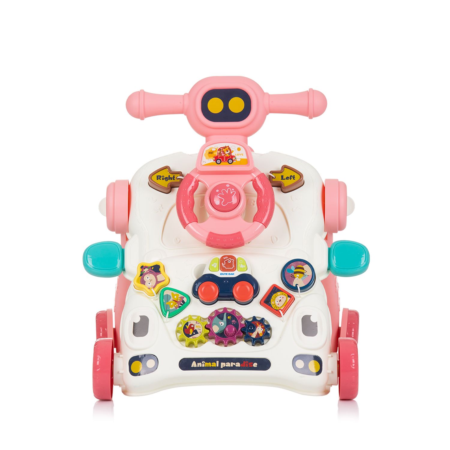 Chipolino Lauflernwagen 3 in 1 Auto, Spieltisch, Lenkrad, Tasten, Musik, Lichter rosa