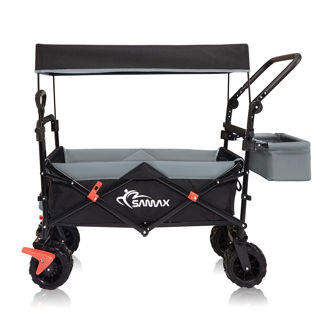 SAMAX Faltbarer Bollerwagen Offroad mit Dach - Schwarz / Grau