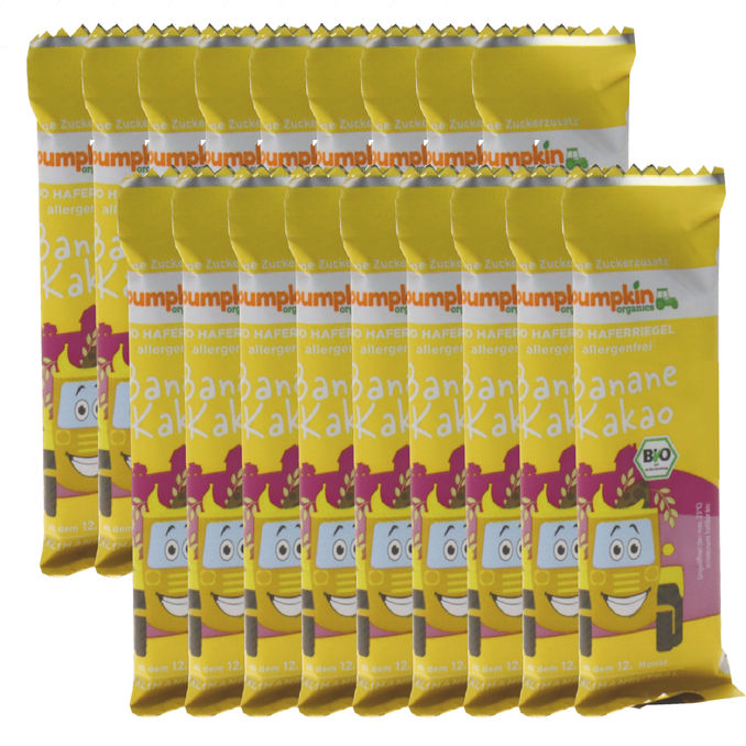 BIO Haferriegel Banane-Kakao, 18er Pack, 18x20g von Pumpkin Organics