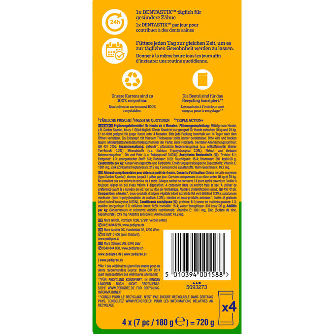 Pedigree Denta Stix Daily Fresh, 4er Pack, 720g von Pedigree