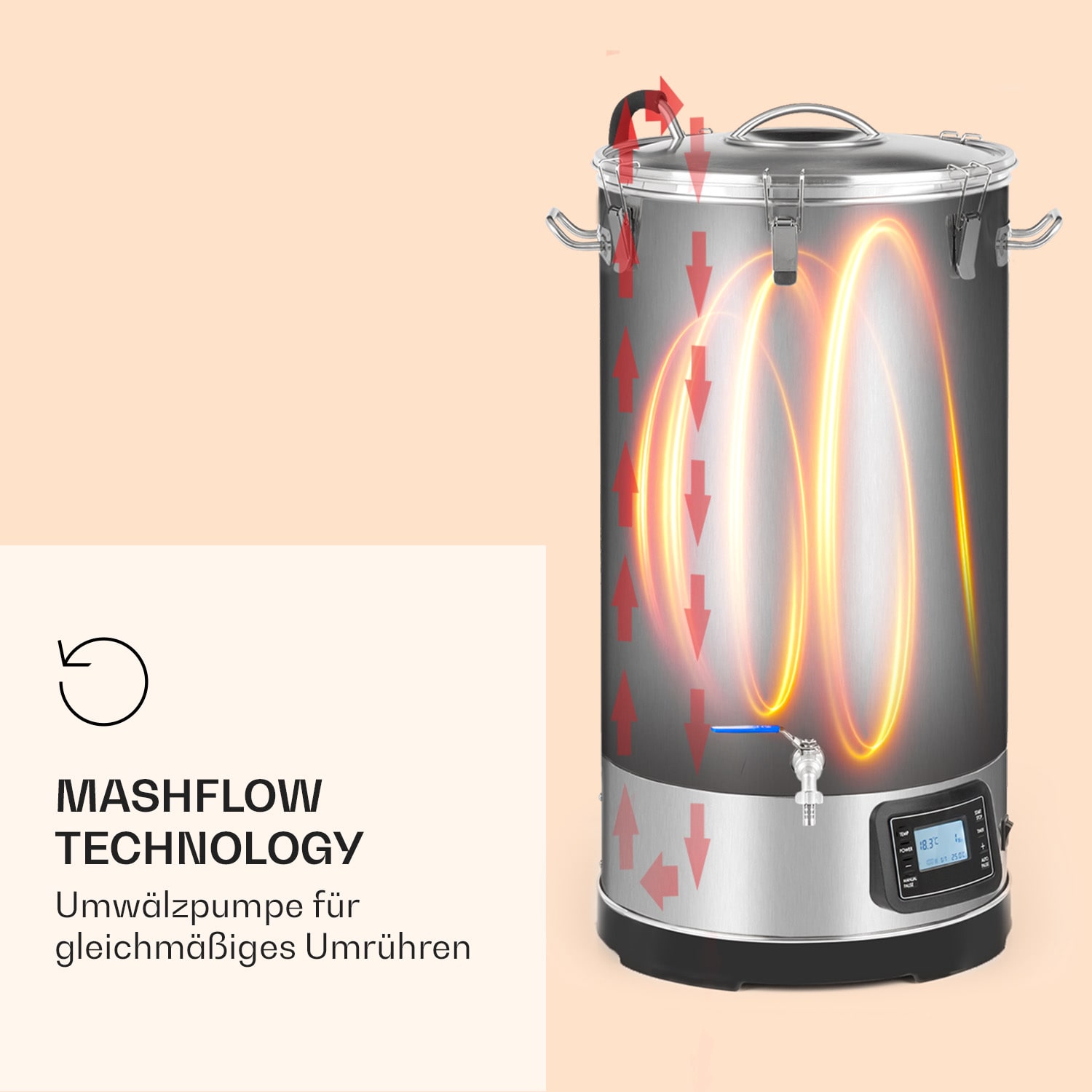Mundschenk 3XL Maischekessel Bierbrauanlage 3.000 W 9 Programme 65 l