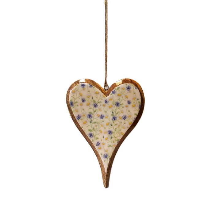 Deko Herzanhänger mit Blumenmuster aus Holz,  von GILDE