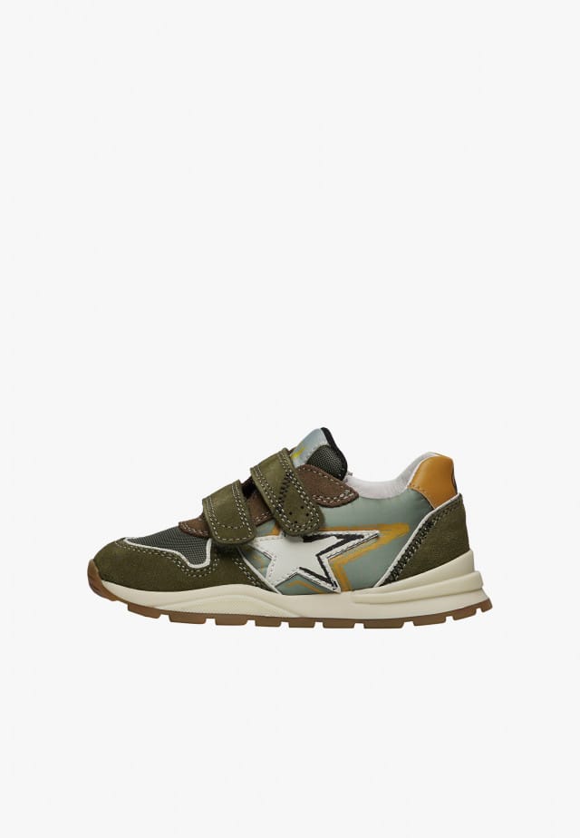 NATURINO ROY VL.Sneakers aus Veloursleder und technischem Gewebe, Militärgrün-Kürbis