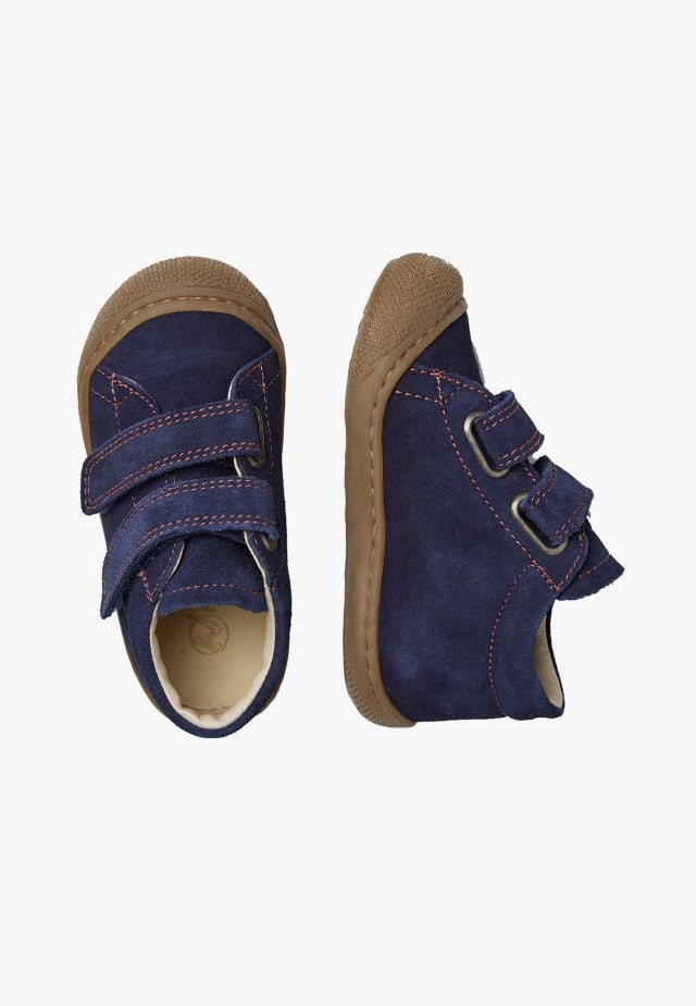 NATURINO COCOON VLLauflernschuhe aus Veloursleder, Marineblau-Rot