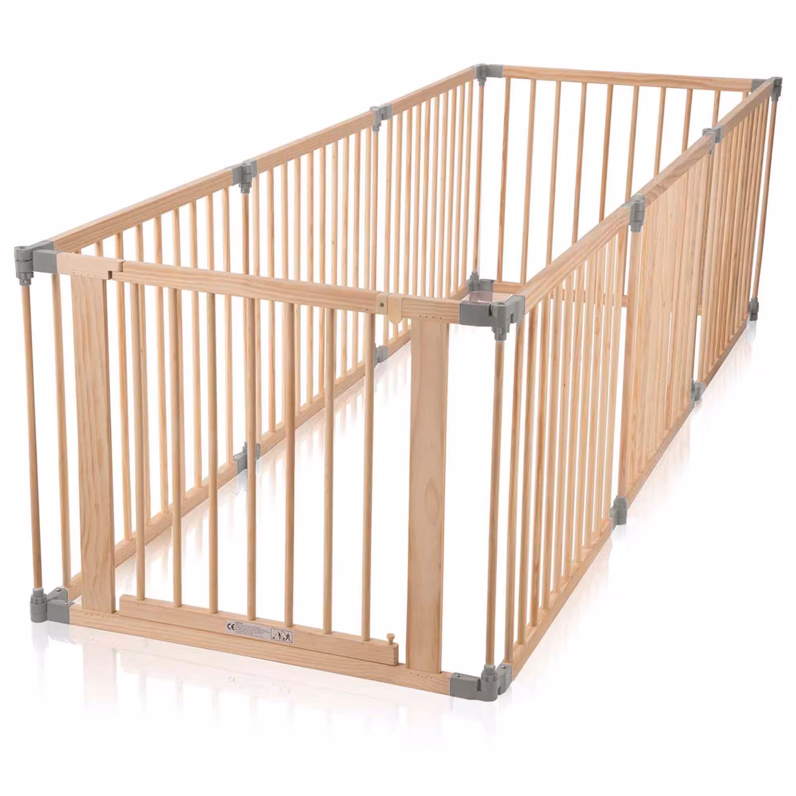Baby Vivo Laufgitter aus Holz 8 Elemente - individuell verstellbar - PREMIUM in Grau