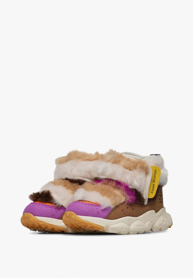 TARO JUNIOR WP.Stiefeletten aus Kunstleder und Wolle, Fuchsia-Braun