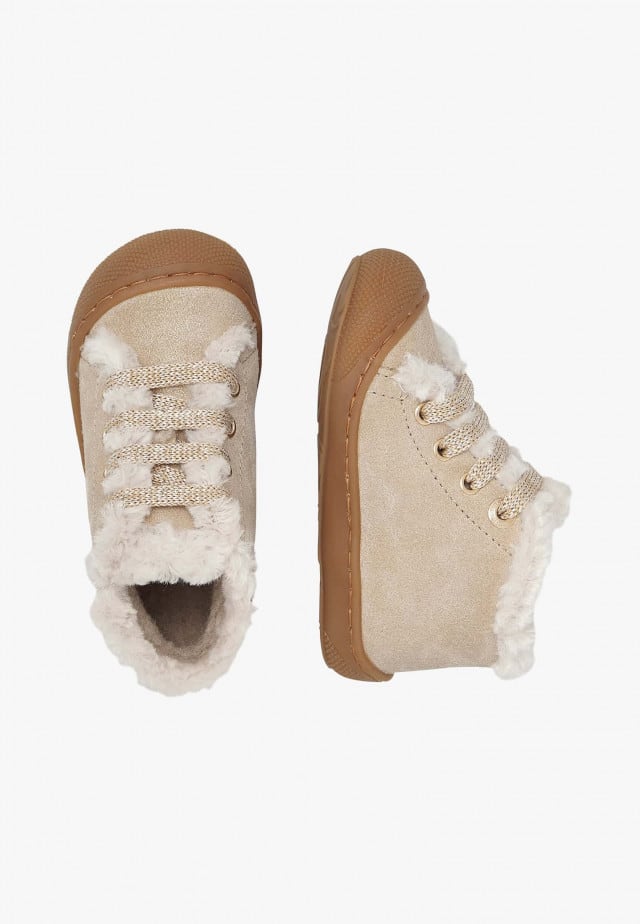 NATURINO LALLITLauflernschuhe aus Veloursleder und Wolle, Platin