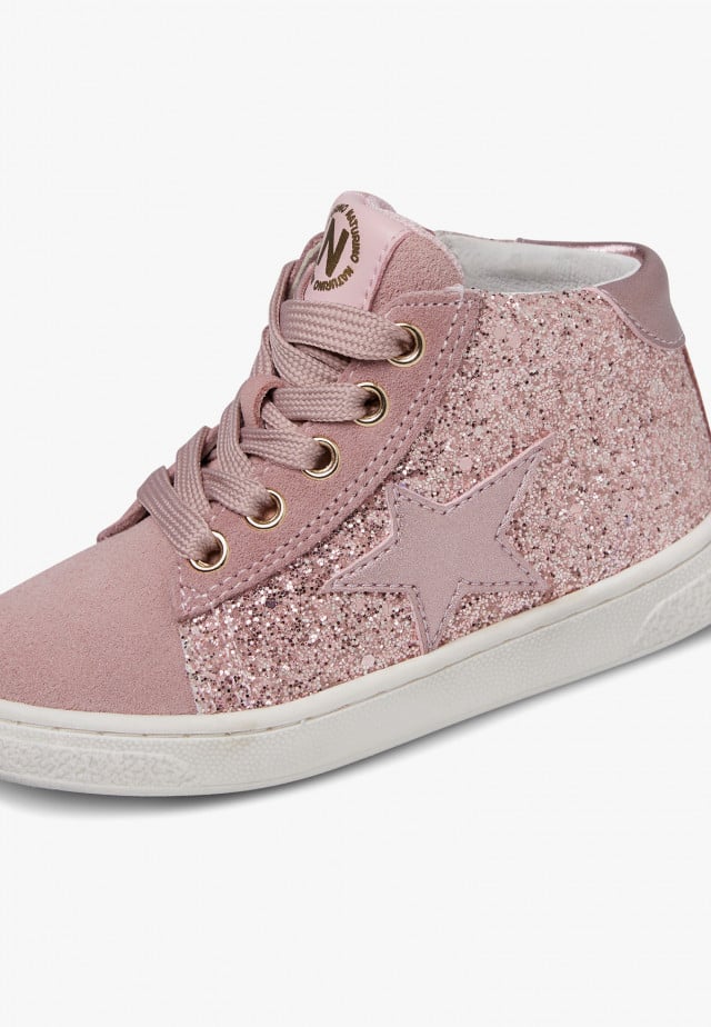 NATURINO PINN HIGH ZIP.Knöchelschuhe aus Leder und Veloursleder, Rosa