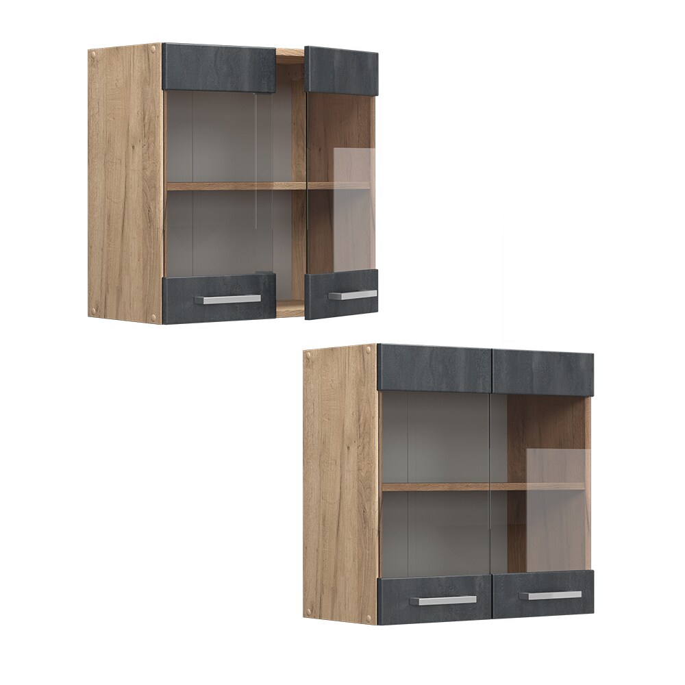Vicco Hängeglasschrank R-Line Schwarz Beton Eiche 60 cm