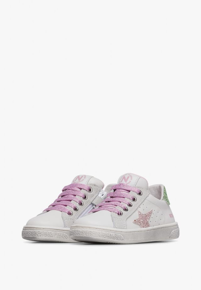 NATURINO PINN ZIP.Sneakers aus Leder und Veloursleder, Weiß