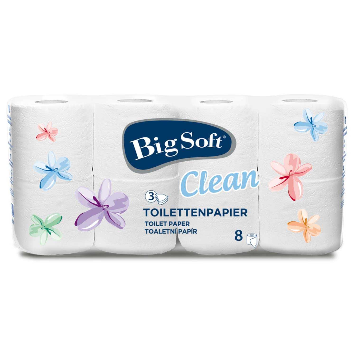 Big Soft Toilettenpapier Clean 8x150 Blatt, 3 lagig