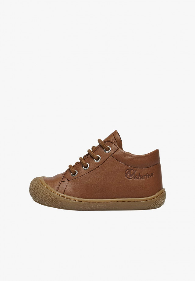 NATURINO COCOON ZIPLauflernschuhe aus Nappaleder mit Reißverschluss, Cognac