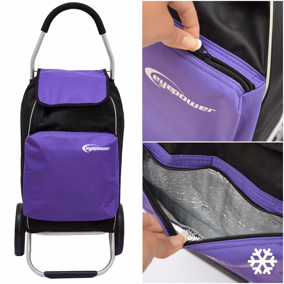 52L Einkaufstrolley Kühlfach Faltbarer Einkaufsroller XL Shopping Trolley Lila