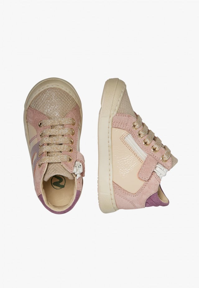 NATURINO AZILLA ZIPSneakers aus Leder und Veloursleder, Platin-Rosa