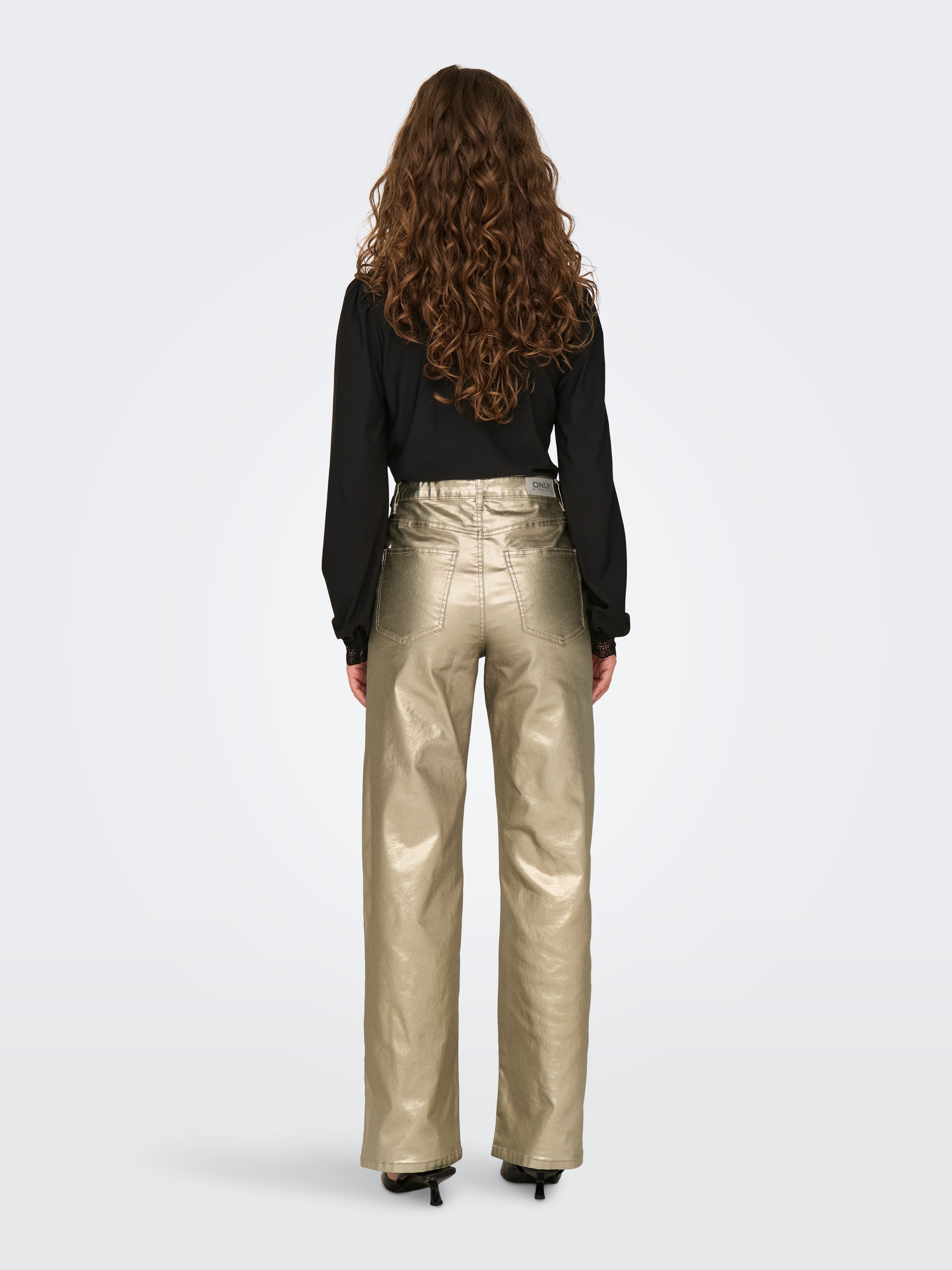 ONLJUICY-VIV Hohe Taille Weiter Beinschnitt Hose Gold Colour