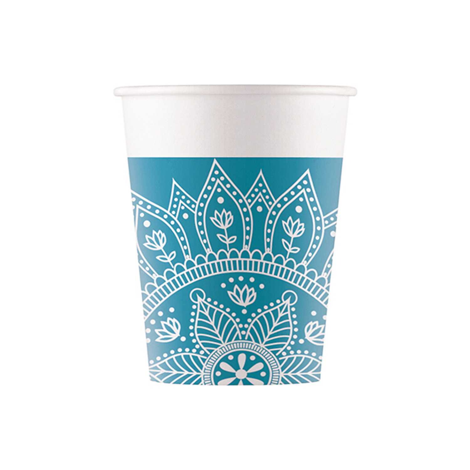 Pappbecher 8er 0,2l Mandala petrol
