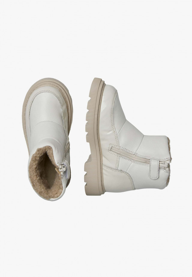 NATURINO GHITAStiefeletten aus Leder und Lackleder, Cremeweiß