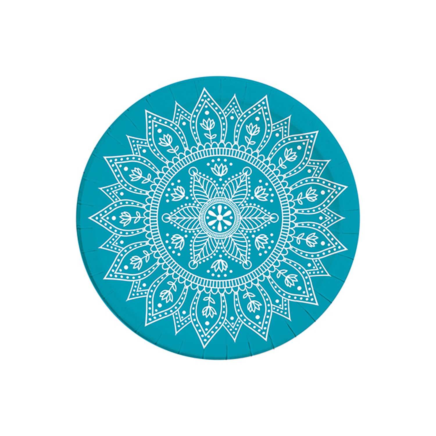 Pappteller 8er D=23cm Mandala petrol