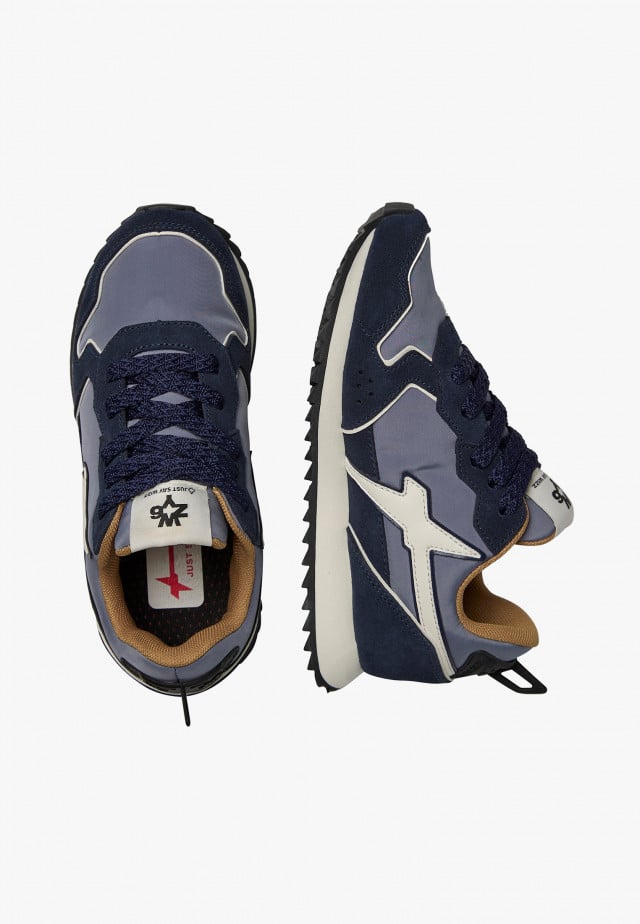 JET-J.Sneakers aus technischem Gewebe und Veloursleder, Marineblau