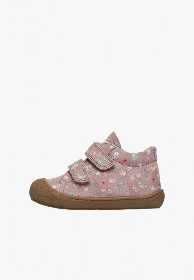 NATURINO COCOON VLLauflernschuhe aus Veloursleder mit Blumenprint, Rosa