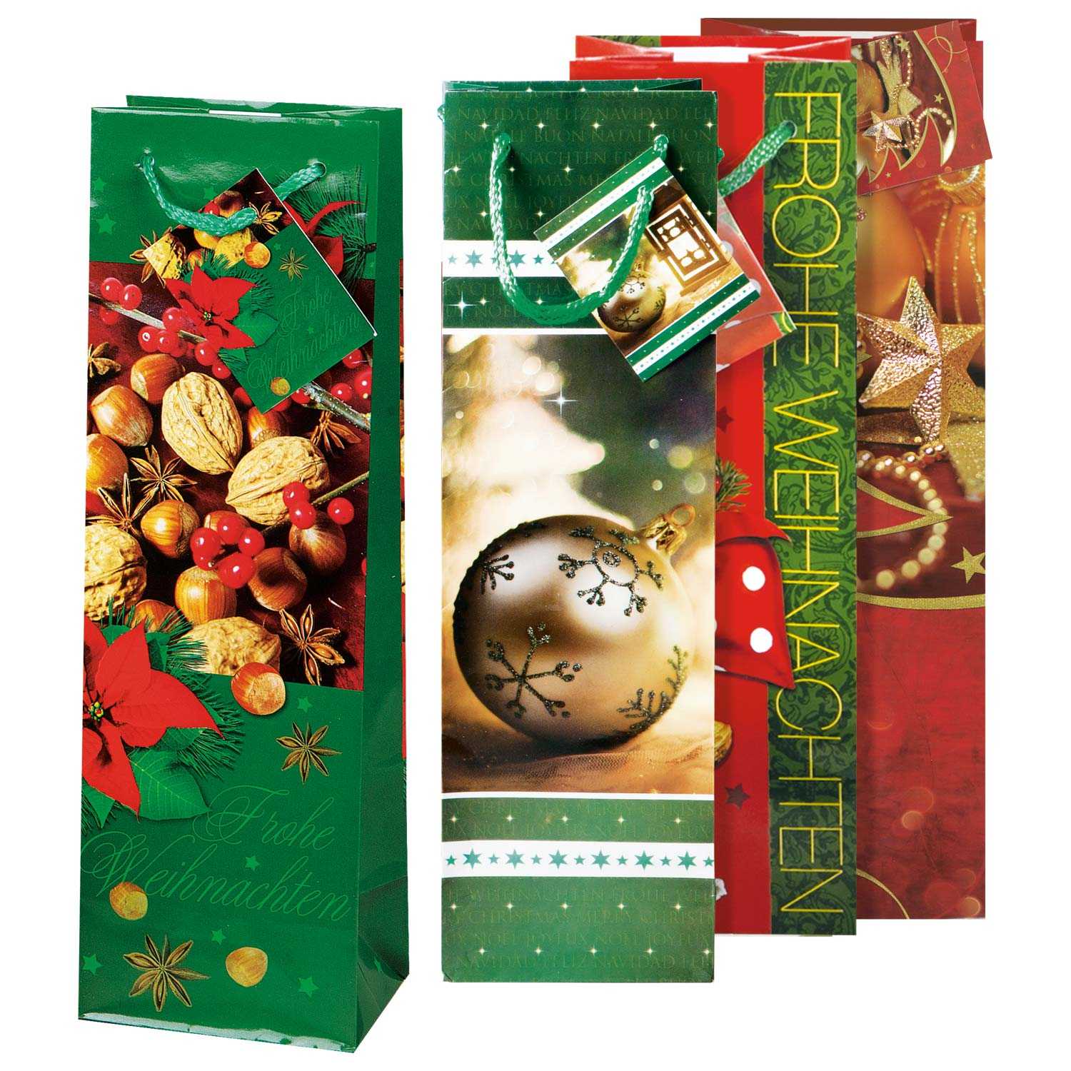 XXL Geschenktüten Flaschentüten Weihnachten Lack 4er
