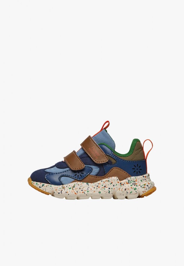 SABURO JUNIOR VL.Sneakers aus Kunstleder und technischem Gewebe, Marineblau-Braun