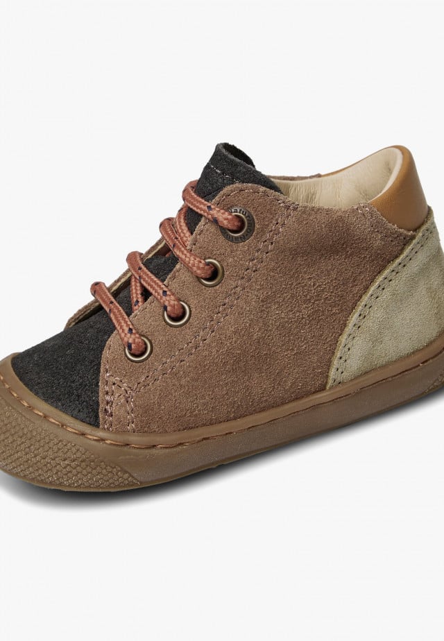 NATURINO ROMYLauflernschuhe aus Leder und Veloursleder, Anthrazit-Braun