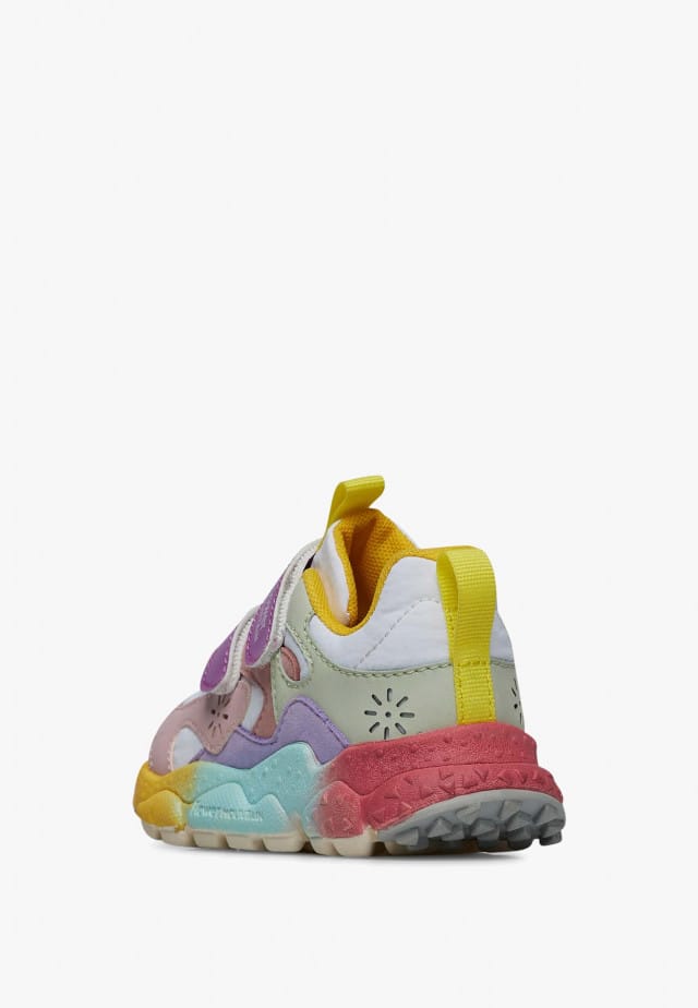 SABURO JUNIOR VL.Sneakers aus Kunstleder und technischem Gewebe, Rosa-Weiß