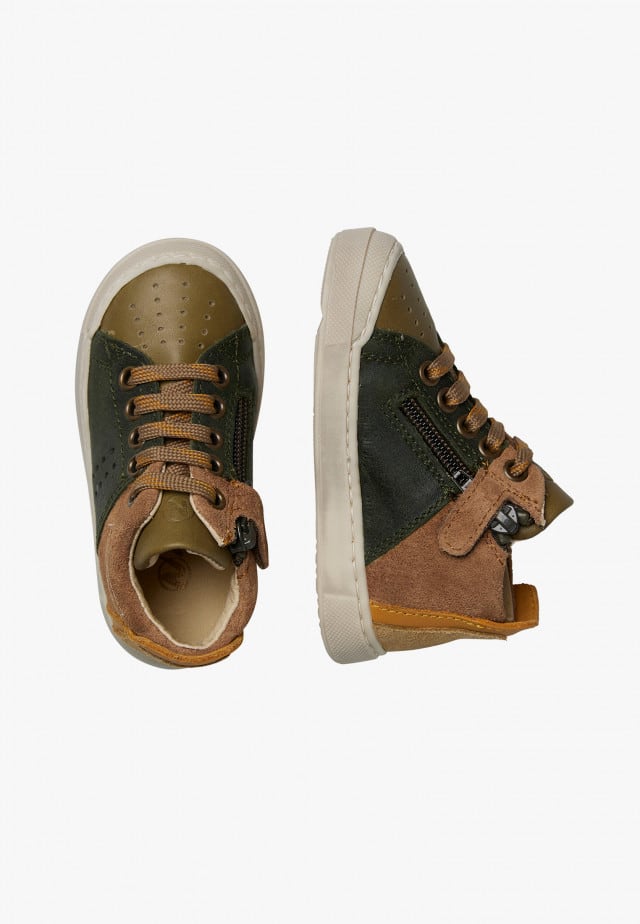 NATURINO TRAJAN HIGH ZIPSneakers aus Leder und Veloursleder, Braun-Marineblau