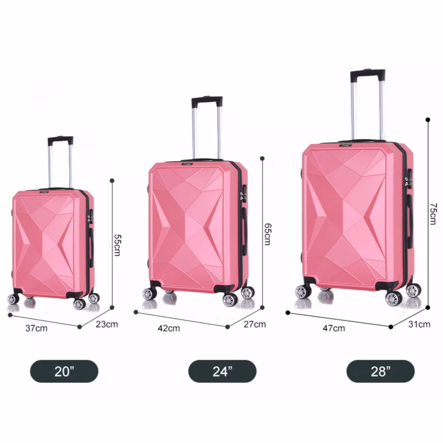 Reisekoffer ABS-03 Koffer 3-teilig Hartschale Trolley Set Kofferset