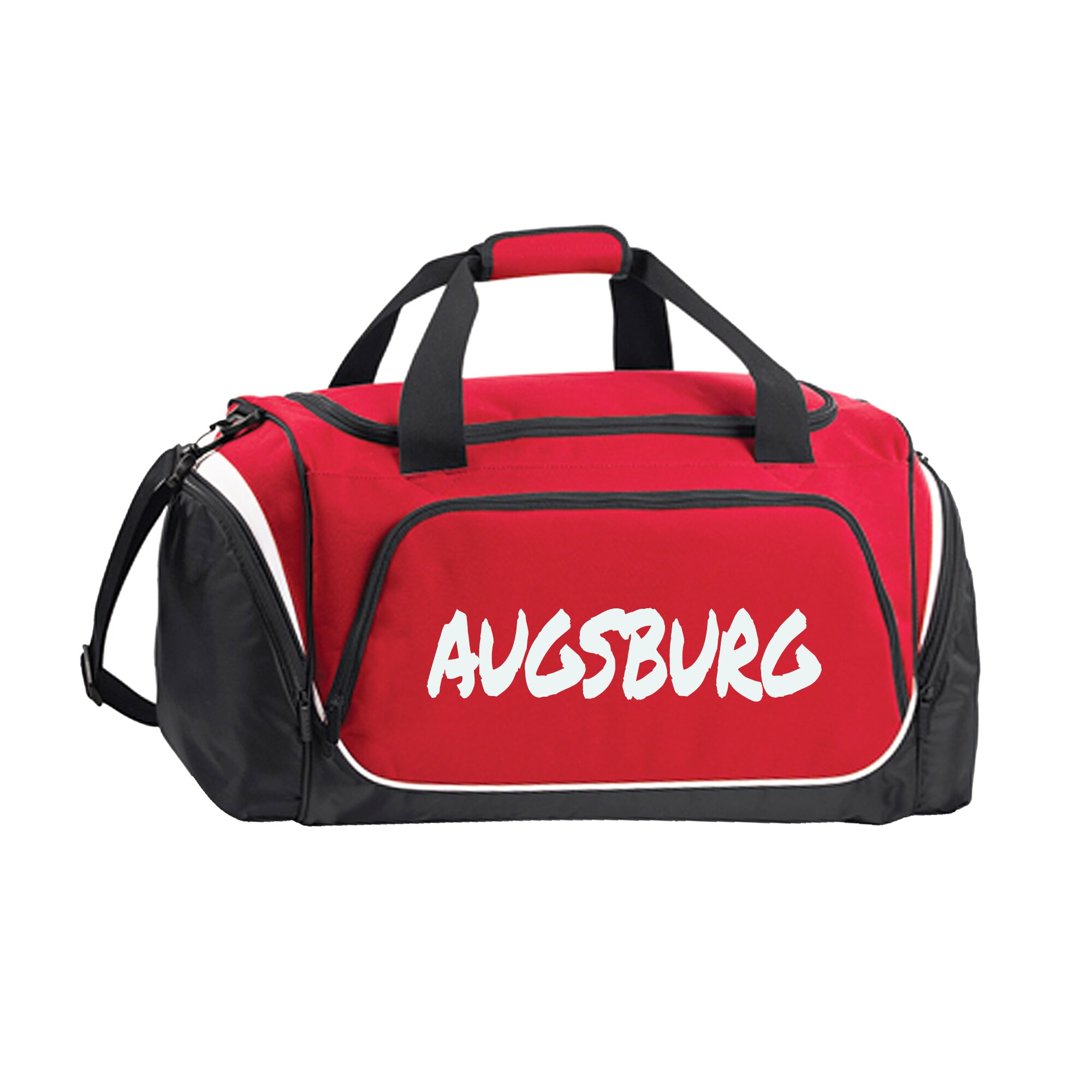 multifanshop® Sporttasche - Augsburg - Textmarker - Druck rot