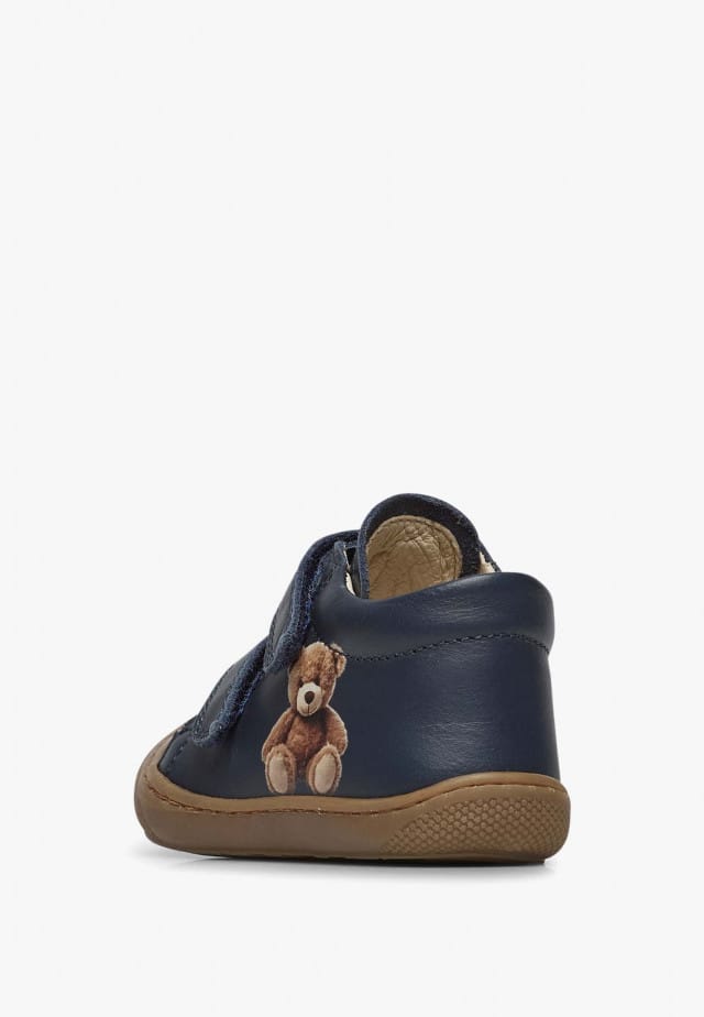 NATURINO COCOON BEAR 2 VLLauflernschuhe aus Leder mit Bärenpatch, Marineblau