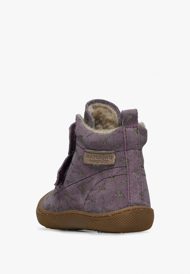 NATURINO WIGGHI VLBarfußstiefel aus bedrucktem Veloursleder, Violett
