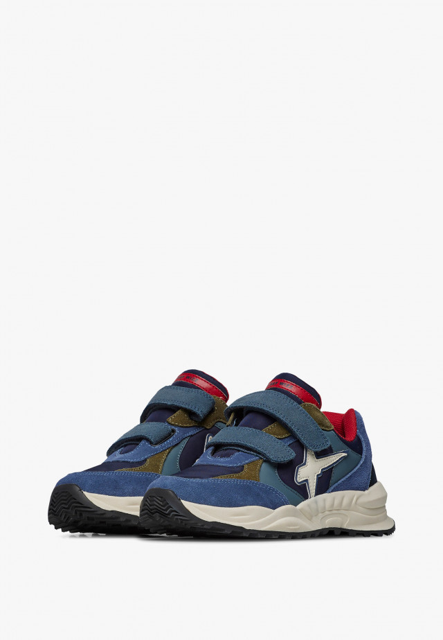 CHEWINGUM JUNIOR VL.Sneakers aus Veloursleder und technischem Gewebe, Marineblau