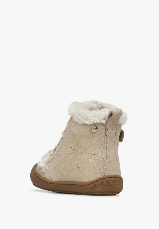 NATURINO BEBAYStiefeletten aus Veloursleder und Wolle, Platin