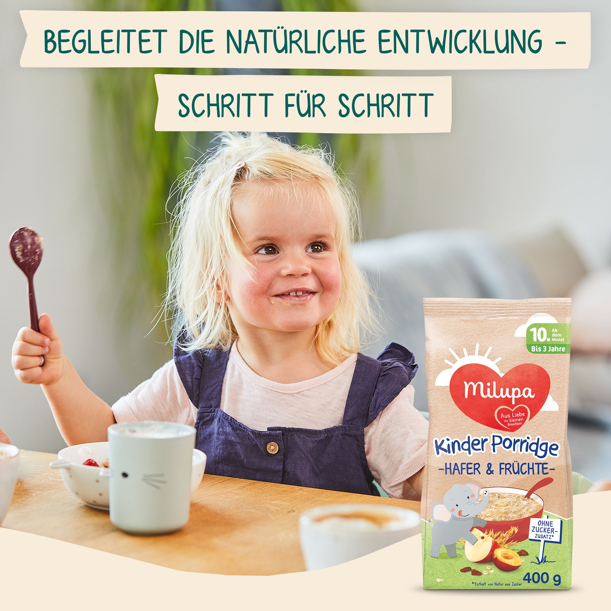 Milupa Kinder Porridge Hafer & Früchte ab dem 10 Monat bis 3 Jahre