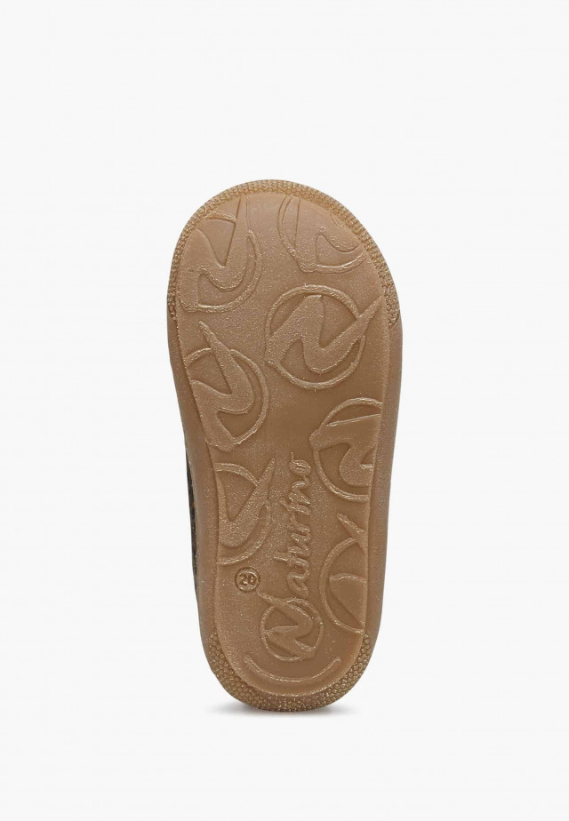 NATURINO COCOONLauflernschuhe aus Veloursleder mit Leoparden-Print, Anthrazit