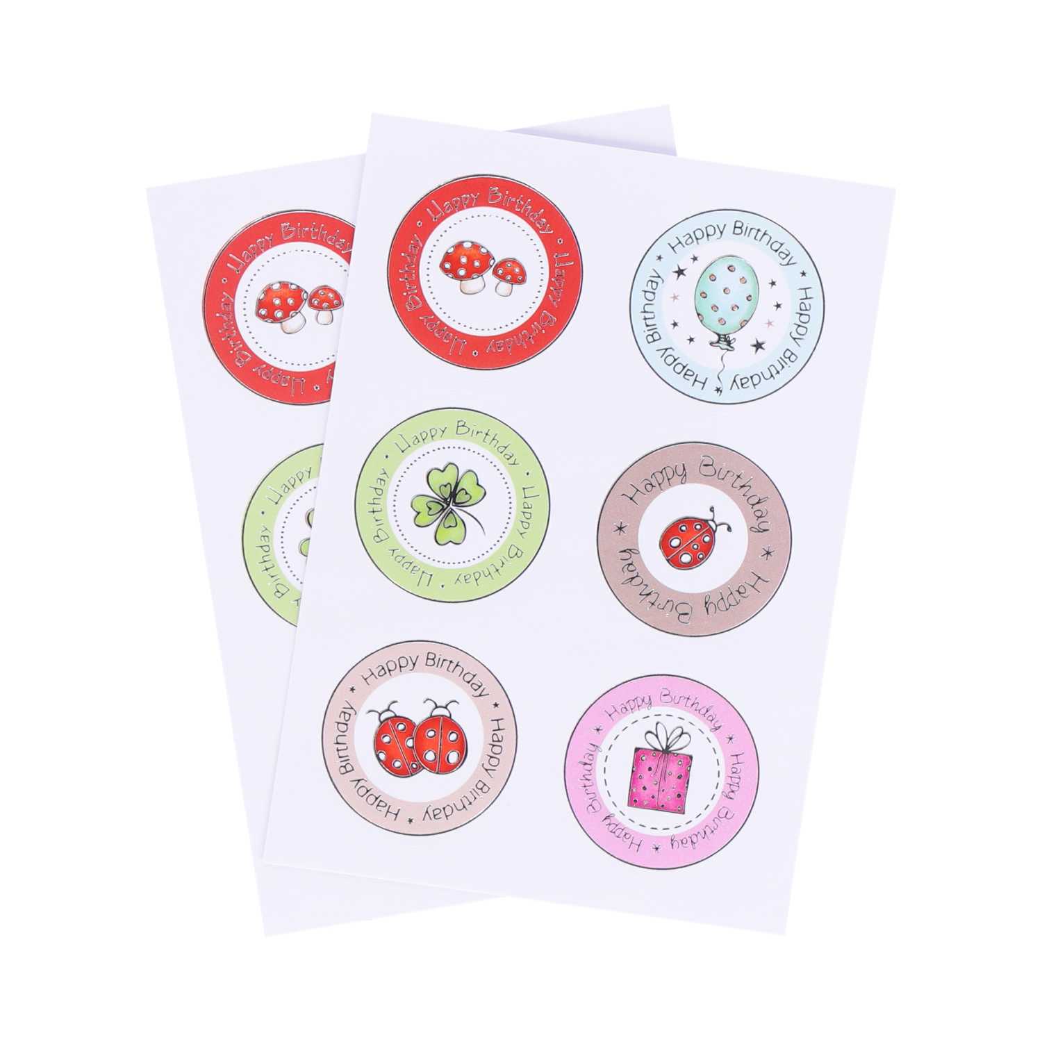 Geschenksticker Happy Birthday, 2 Blatt
