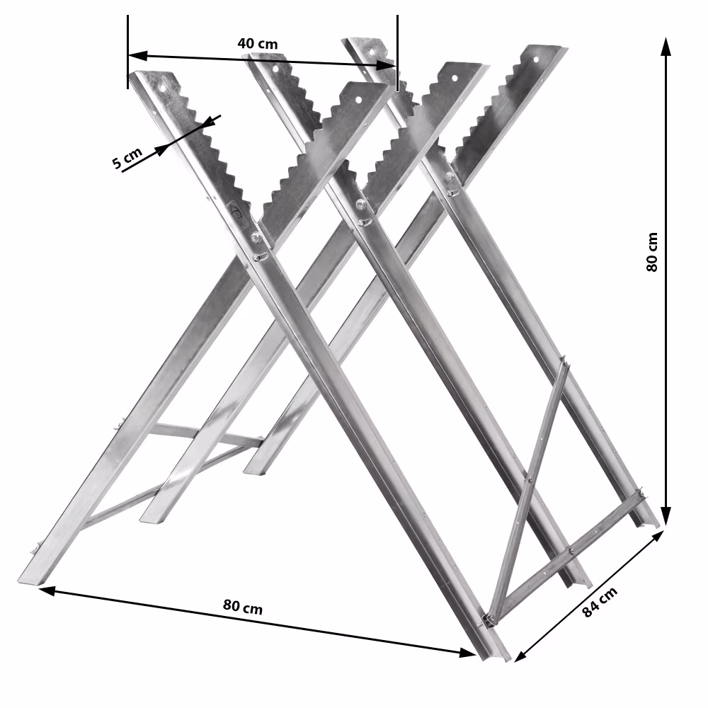 tectake® Holzsägebock, aus verzinktem Stahl mit 3 Stammhaltern, Belastbarkeit 150 kg, 84 x 80 x 80 cm