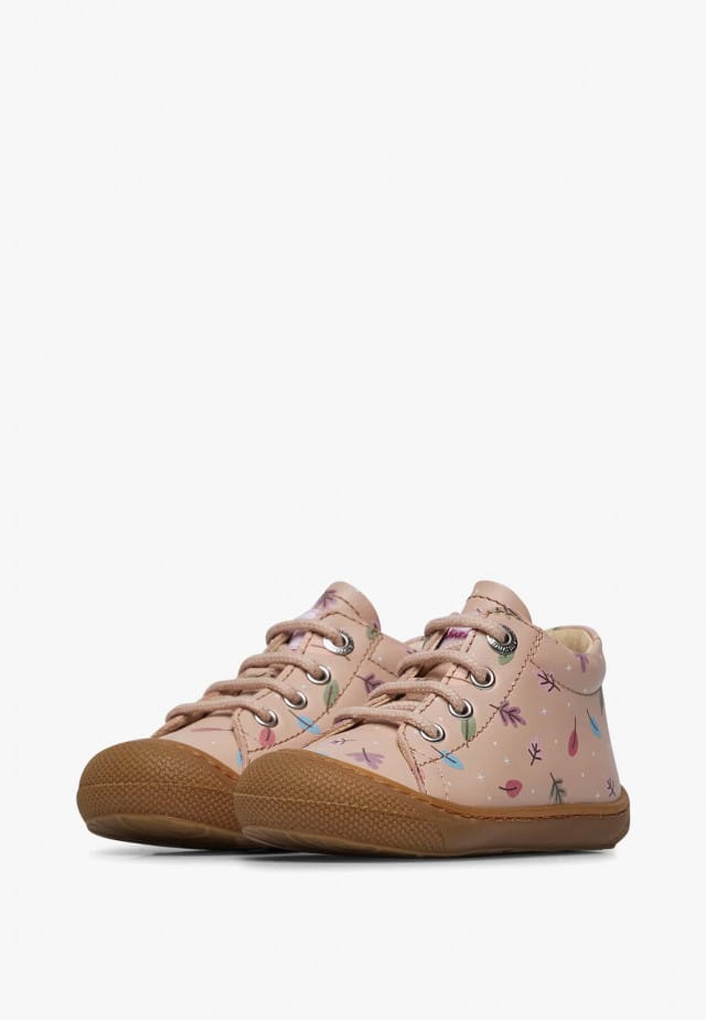 NATURINO COCOONLauflernschuhe aus Leder mit Herbstprint, Puderrosa