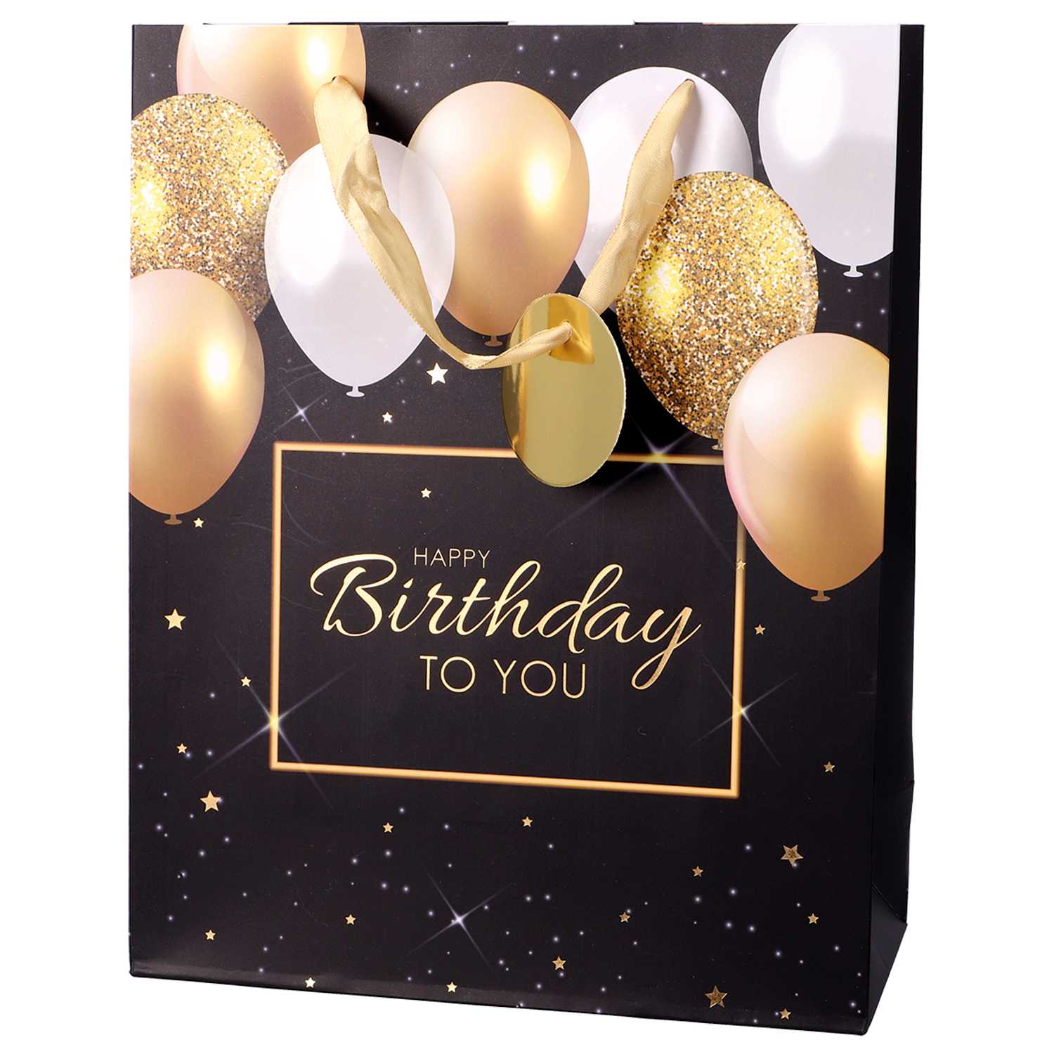 novooo Geschenktüte A4 schwarz/gold 3f