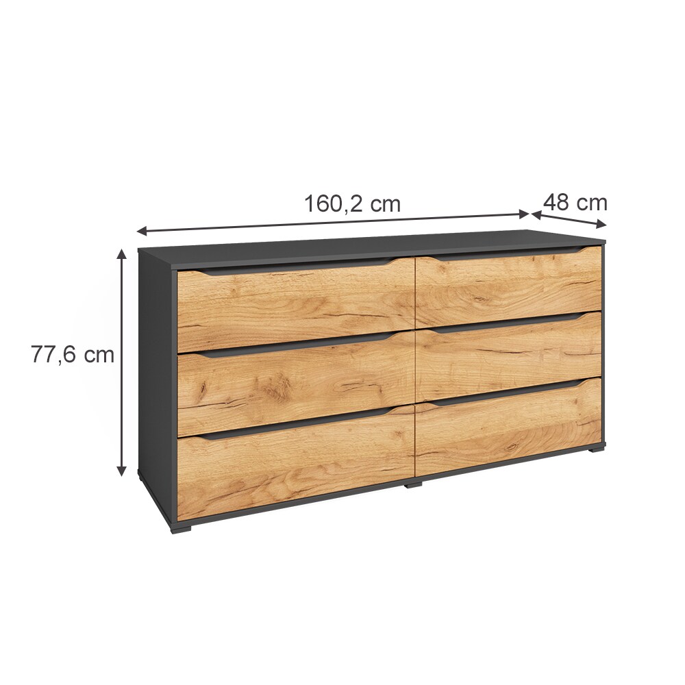 Vicco Kommode Ruben 160 x 78 cm Anthrazit Eiche Anrichte