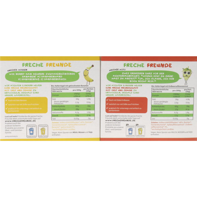 BIO Freche Freunde Mischtray Haferriegel Erdbeere & Banane, 12er Pack, 12 x 180g von Freche Freunde