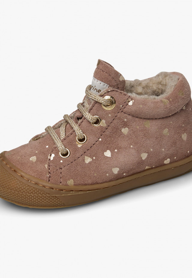 NATURINO COCOONLauflernschuhe aus Veloursleder, Puderrosa