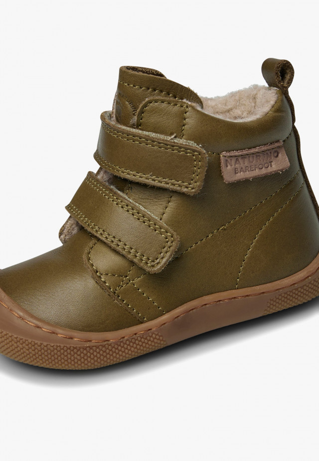 NATURINO WIGGHI VLBarfußstiefel aus Leder, Militärgrün
