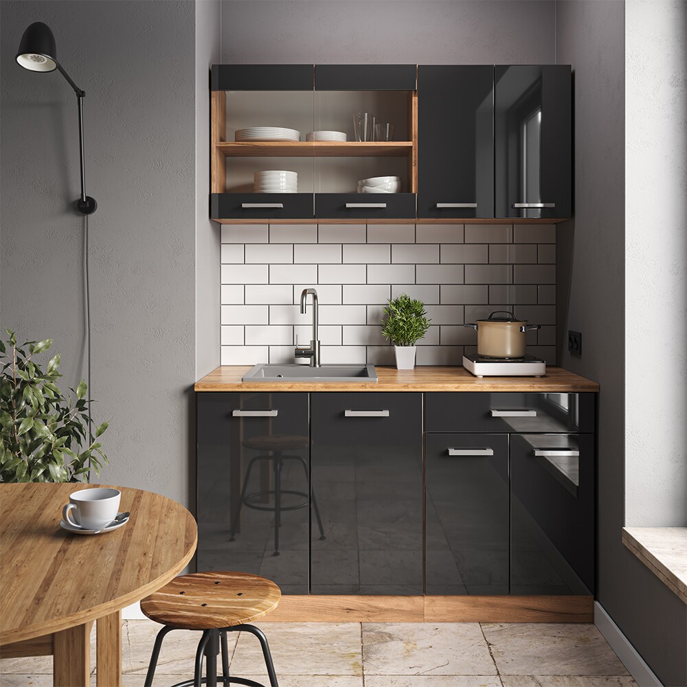 Vicco Küchenzeile Küchenblock Einbauküche R-Line Single Front Anthrazit HGL