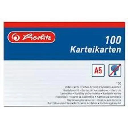 Herlitz Karteikarten weiß, lniert, A5, 100 Stück