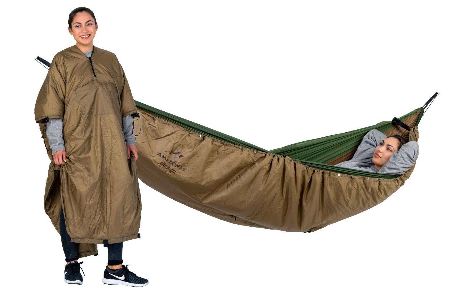 Amazonas 2in1 Hängematte Underquilt-Poncho braun