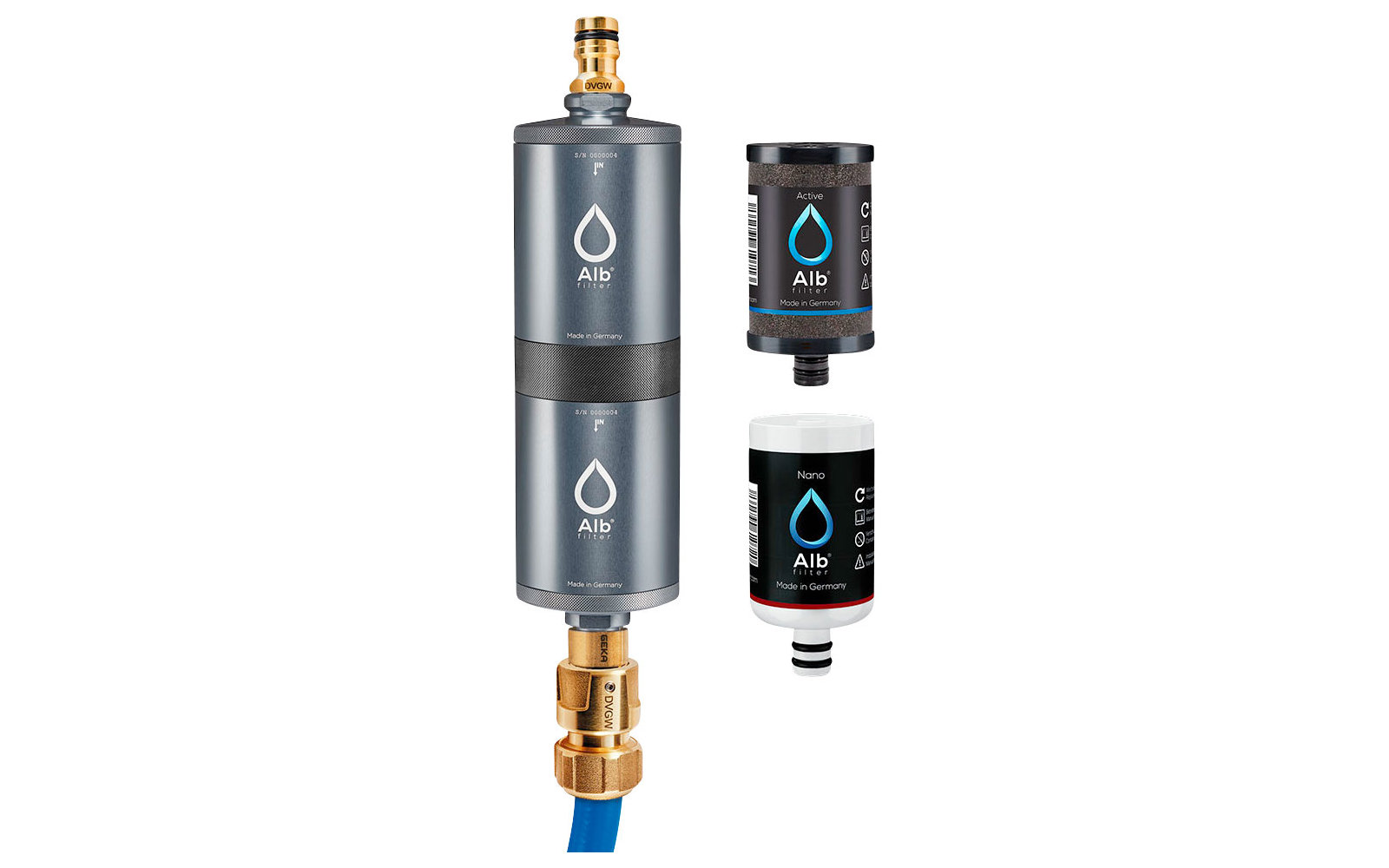Alb Filter FUSION Active+Nano Trinkwasserfilter - Camping-Set: Mobil mit Koffer - Silber